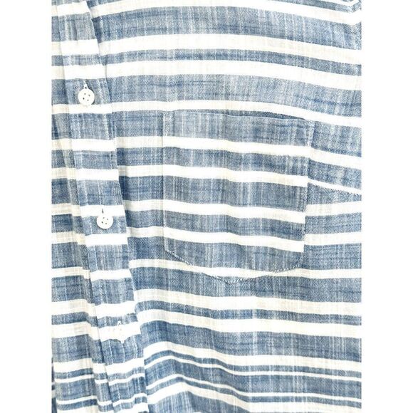 Perfect J. Crew Summer Striped Blue & White Lightweight Cotton Button-Up XS EUC - Picture 9 of 9